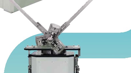 2-out fin mill uncoiler with V-shaped feeding arms