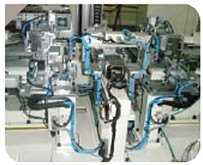 Core wire unit with blue pneumatic lines