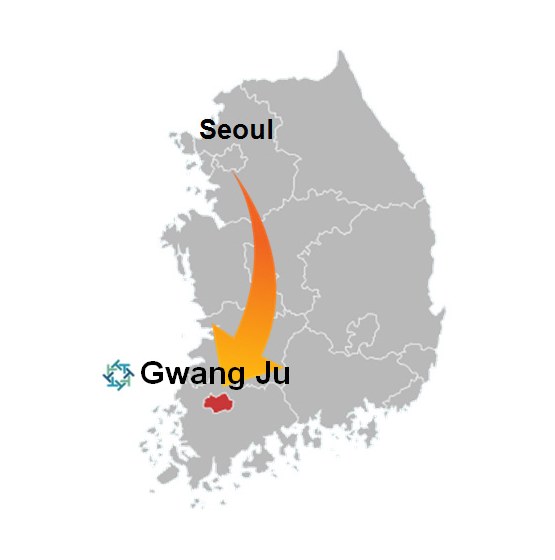 Map of Korea — Seoul to Gwang Ju