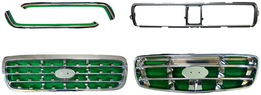 Chrome plating — chrome garnish moldings and radiator grilles