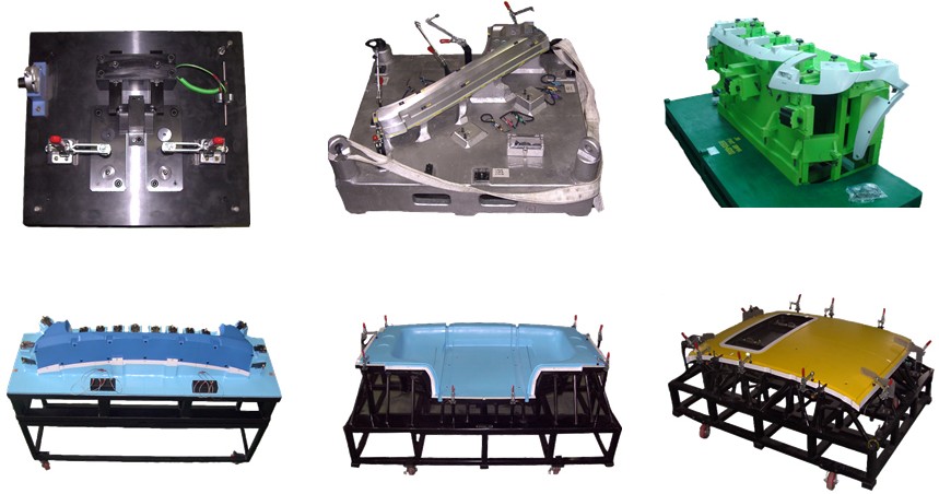 Check fixtures — six inspection jigs for automotive panels